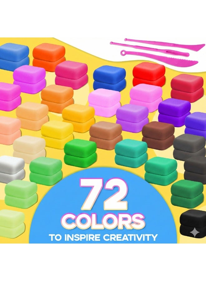 Mr. Penda Super Light Air Dry Clay, 72 Colors Modeling Clay Kit with 3 Sculpting Tools, Non-Toxic Magic Foam Clay, Soft Plasticine for Creative Play, Kids Educational DIY Craft Kit for Birthday Return Gifts - Image 2